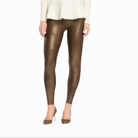 Spanx Faux Leather Leggings in Color Bronze - Picture 2 of 5